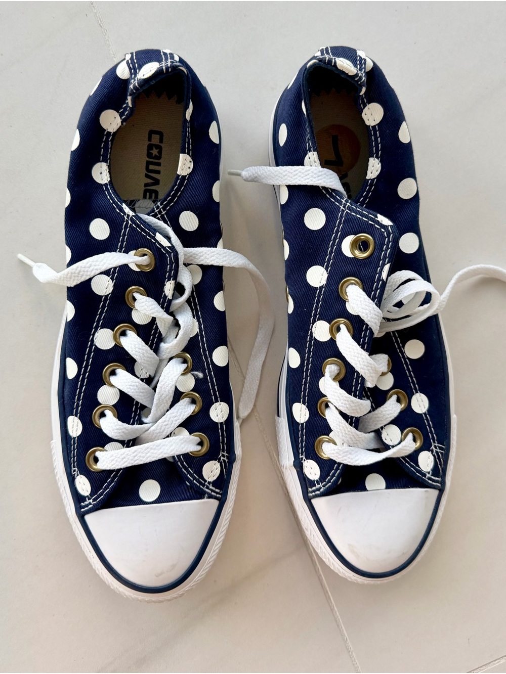 Brand new Converse Navy and White Polka Dot Low Top Sneakers - Picture 2 of 7